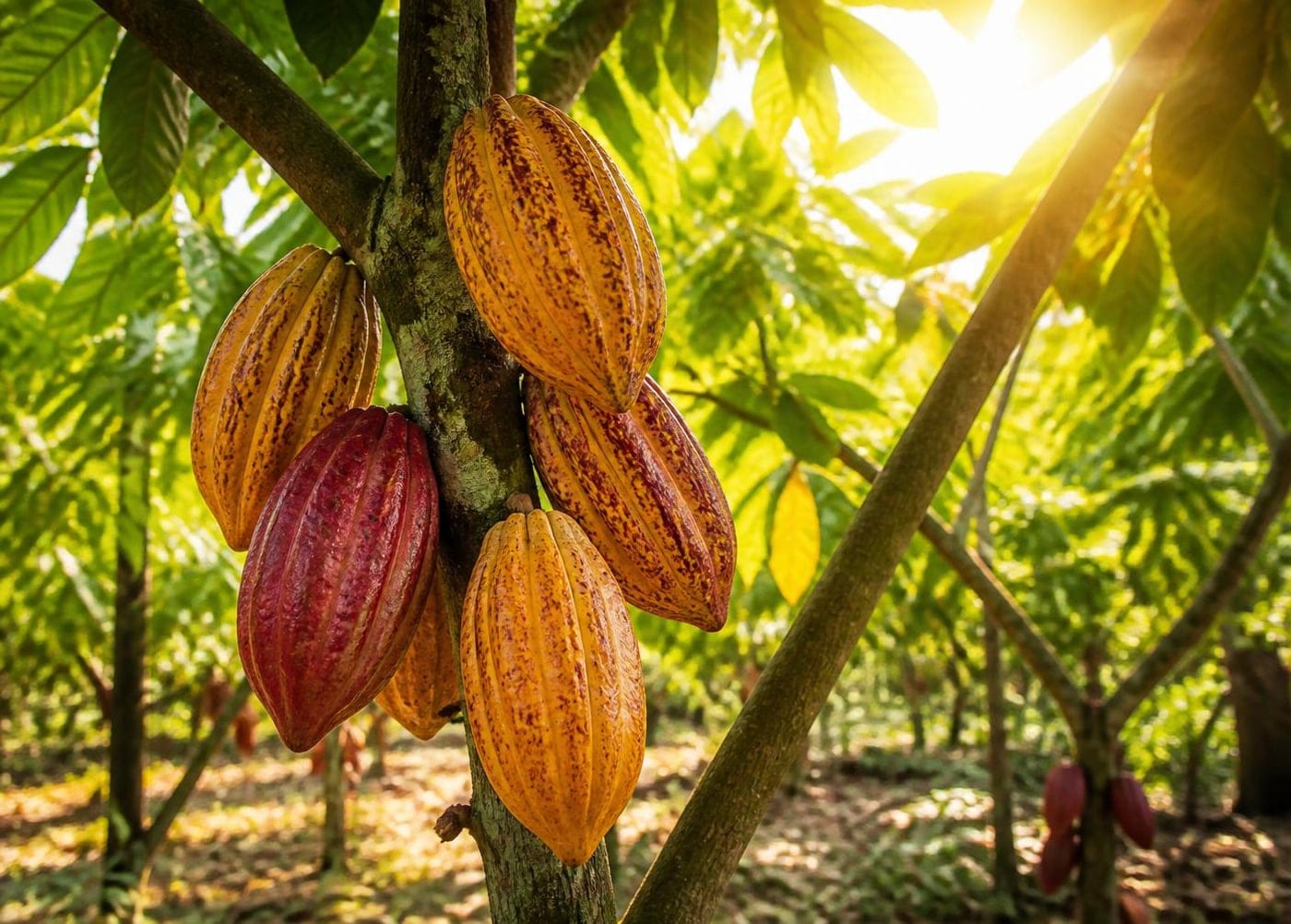 Cacaueiros carregados de frutos na Bahia